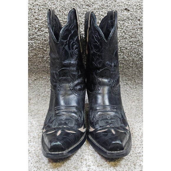 Ariat 7B Dahlia Western Boot Black Leather Cowgirl Whimsygoth Goth Boho Rodeo - Picture 3 of 13